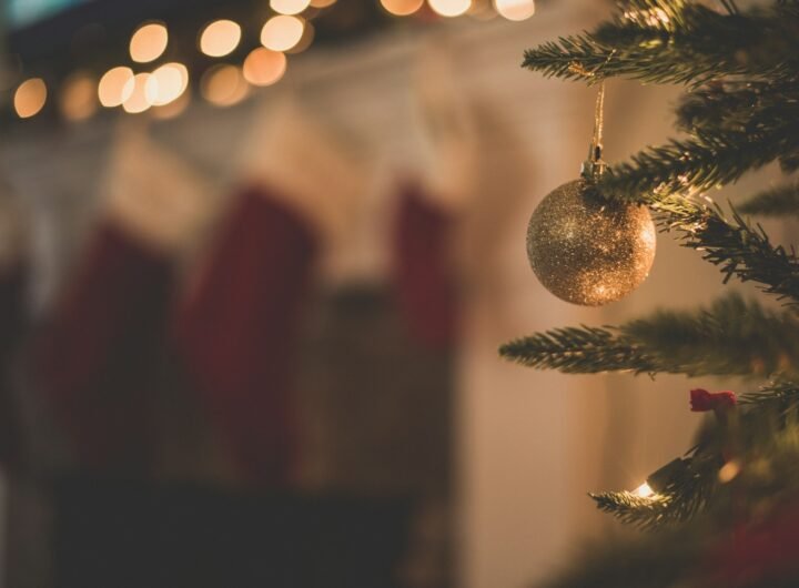 closeup photo of baubles on christmas tree