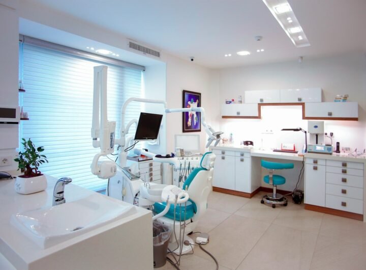 modern dental office with chair and equipment