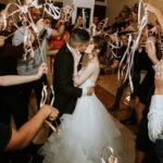 bride and groom dancing on the stage